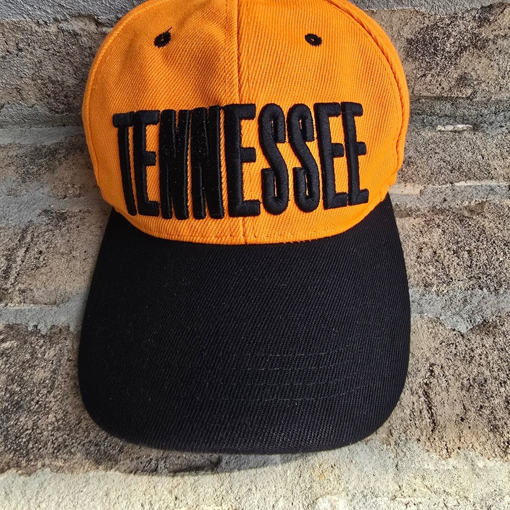 Tennessee Spellout Baseball Cap Orange Black Two Tone Adjustable Hat Mens